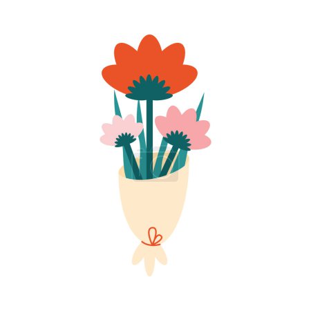 Téléchargez les illustrations : Bouquet de fleurs icône cadeau romantique - en licence libre de droit