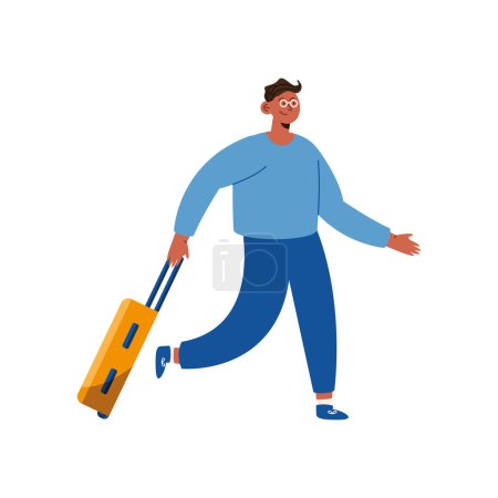 Téléchargez les illustrations : Voyageur masculin avec caractère valise - en licence libre de droit