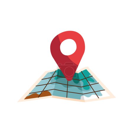Ilustración de Ubicación pin en el icono de mapa de papel - Imagen libre de derechos