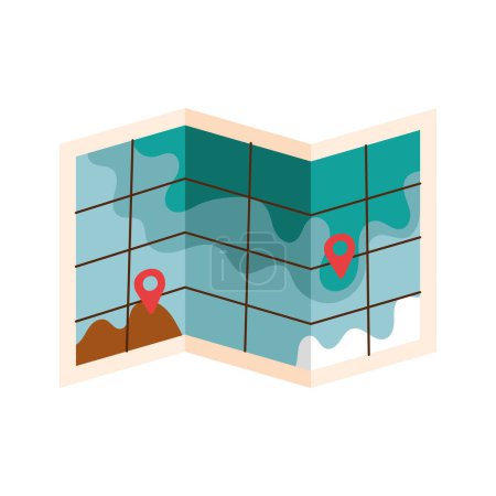 Ilustración de Punteros punteros en el icono de mapa de papel - Imagen libre de derechos