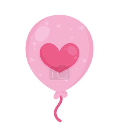 Illustration for Heart love in balloon helium icon - Royalty Free Image