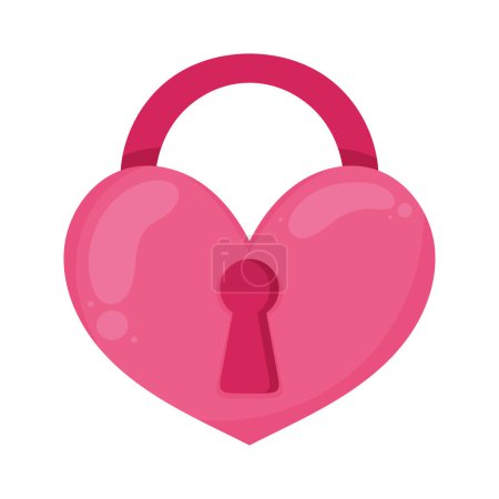 Téléchargez les illustrations : Coeur amour cadenas romantique icône - en licence libre de droit