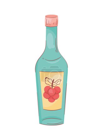 Ilustración de Botella de vino con icono de uvas - Imagen libre de derechos