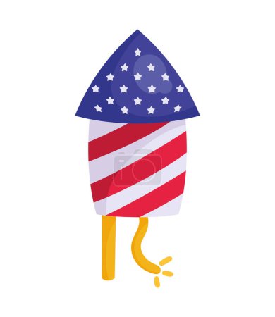 Téléchargez les illustrations : Etats-Unis drapeau dans feu d'artifice fusée icône - en licence libre de droit