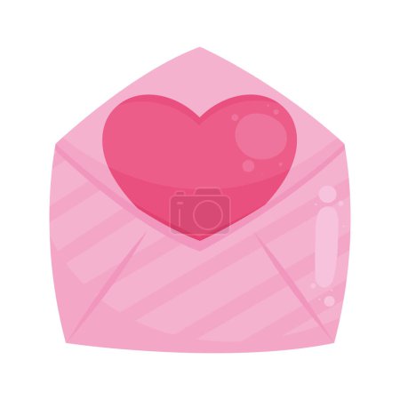 Téléchargez les illustrations : Enveloppe rose avec icône coeur - en licence libre de droit