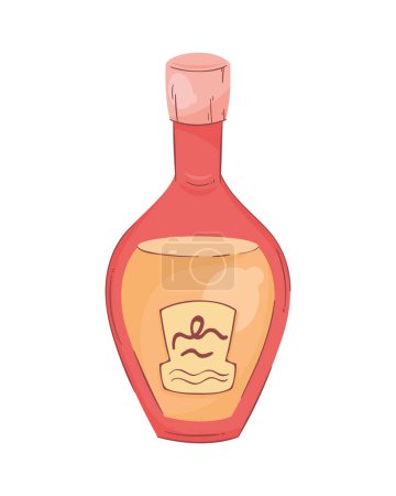 Ilustración de Bebida de vino en icono de la botella rosa - Imagen libre de derechos