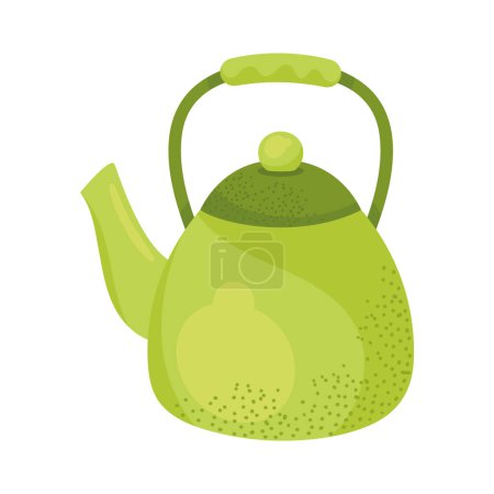 Téléchargez les illustrations : Green teapot kitchen utensil icon - en licence libre de droit