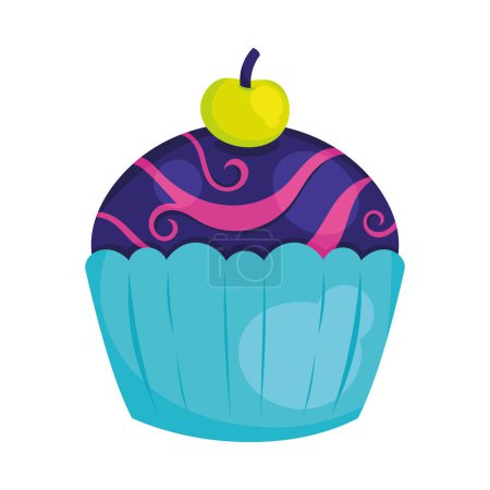 Illustration for Sweet cupcake psychedelic style icon - Royalty Free Image