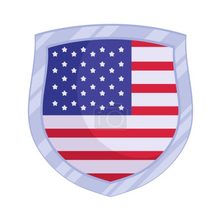 Ilustración de Usa bandera en escudo icono - Imagen libre de derechos