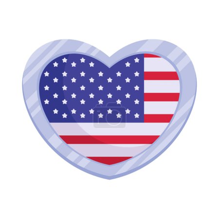 Téléchargez les illustrations : Drapeau des Etats-Unis dans icône coeur - en licence libre de droit