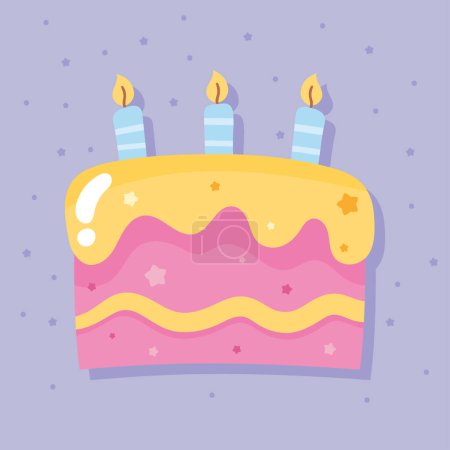 Ilustración de Birthday celebration pink cake with candles - Imagen libre de derechos