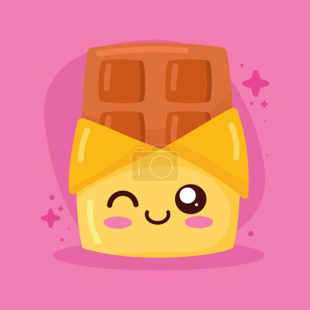 Illustration for Sweet chocolate bar kawaii character - Royalty Free Image