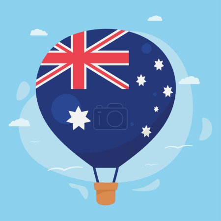 Téléchargez les illustrations : Drapeau australien en ballon air chaud icône - en licence libre de droit