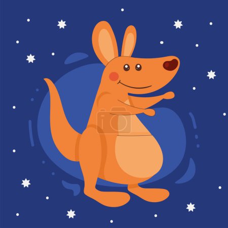 Téléchargez les illustrations : Australian kangaroo cute animal character - en licence libre de droit