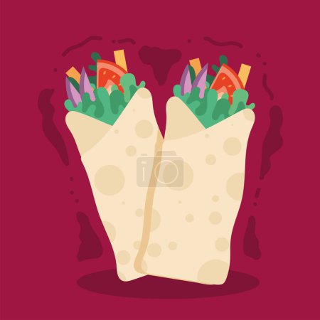 Téléchargez les illustrations : Mexican burritos fast food icon - en licence libre de droit