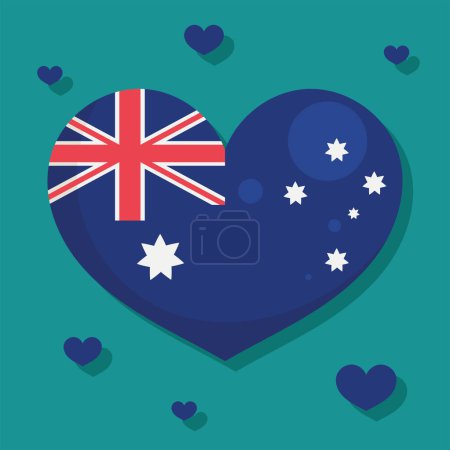 Téléchargez les illustrations : Australian flag in heart icons - en licence libre de droit