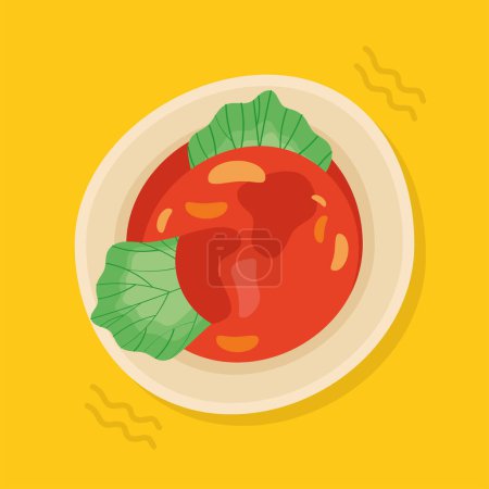 Illustration for Tomato soup with vegetables food - Royalty Free Image