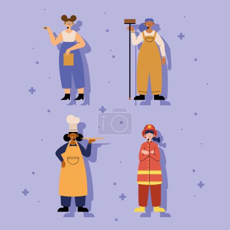 Ilustración de Grupo de profesionales trabajadores personajes - Imagen libre de derechos