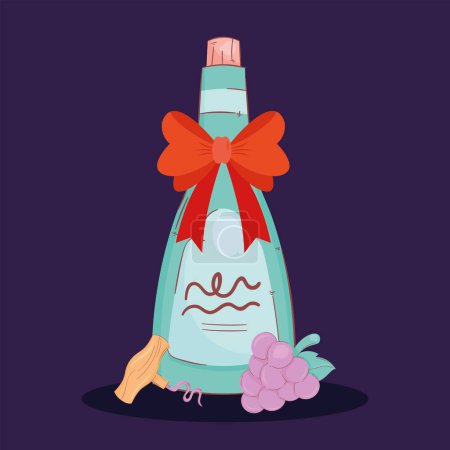 Ilustración de Wine bottle with bow icon - Imagen libre de derechos