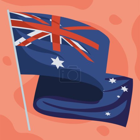 Illustration for Australian flag waving in pole icon - Royalty Free Image
