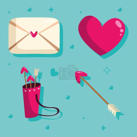 Illustration for Valentines day celebration set icons - Royalty Free Image