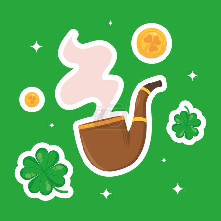 Illustration for Saint patricks day coins with pipe icons - Royalty Free Image