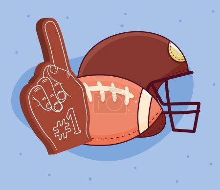 Ilustración de American football balloon with helmet icons - Imagen libre de derechos