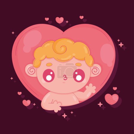 Téléchargez les illustrations : Cupid angel in heart character - en licence libre de droit
