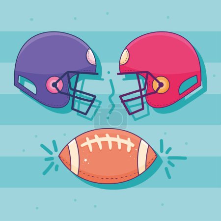 Illustration for American football balloon with helmets icon - Royalty Free Image