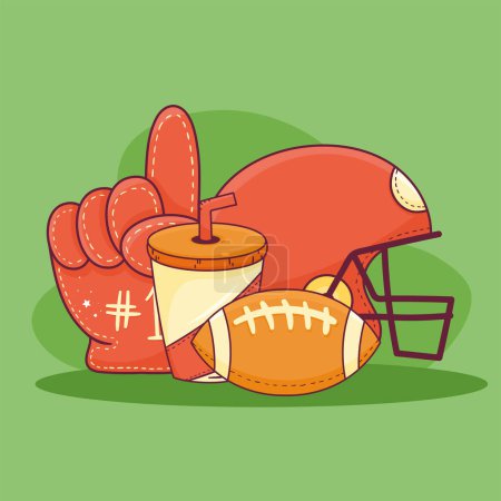 Illustration for American football balloon and equipment icons - Royalty Free Image
