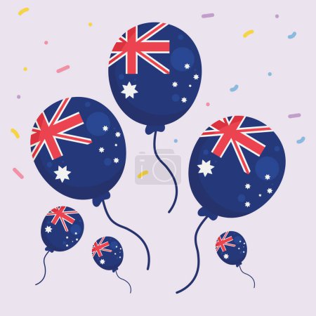 Téléchargez les illustrations : Australian flag in balloons helium icons - en licence libre de droit