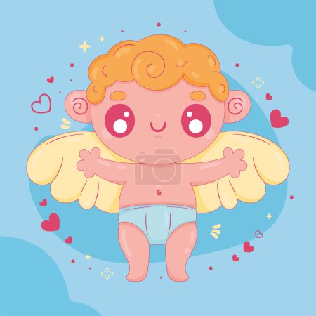 Téléchargez les illustrations : Cupid angel flying love character - en licence libre de droit