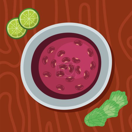 Téléchargez les illustrations : Refried beans mexican food icons - en licence libre de droit