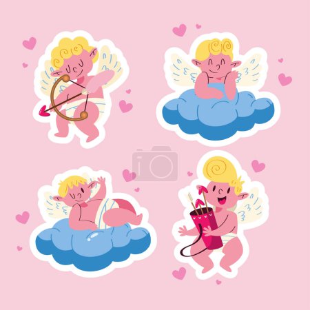 Téléchargez les illustrations : Cupid angels group love characters - en licence libre de droit