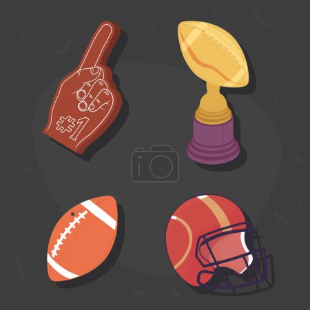 Téléchargez les illustrations : Quatre icônes de football américain - en licence libre de droit