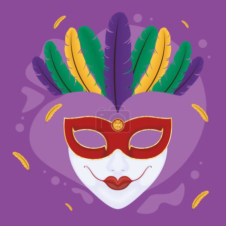 Illustration for Mardi gras mask and feathers icon - Royalty Free Image