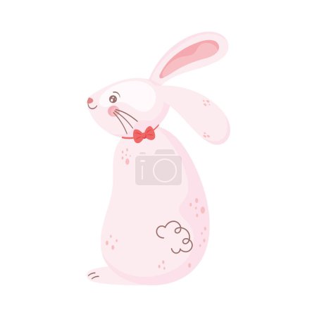 Téléchargez les illustrations : Cute rabbit seated farm animal - en licence libre de droit