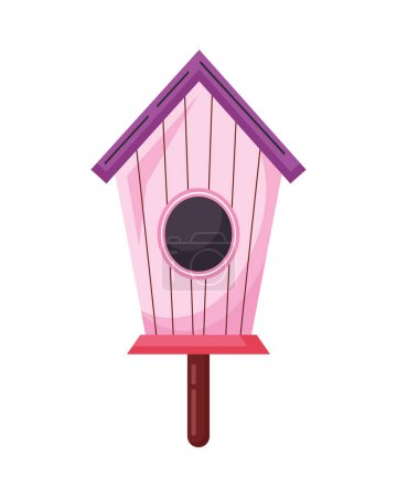 Téléchargez les illustrations : Wooden bird house spring decoration - en licence libre de droit