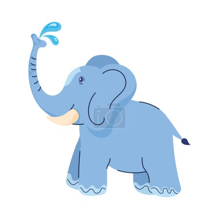 Illustration for Elephant playing with water character - Royalty Free Image