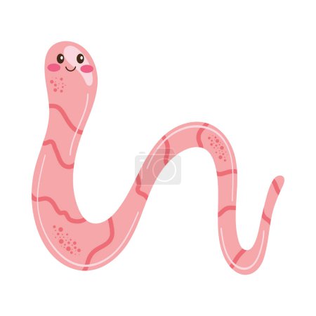 Illustration for Pink worm animal comic character - Royalty Free Image