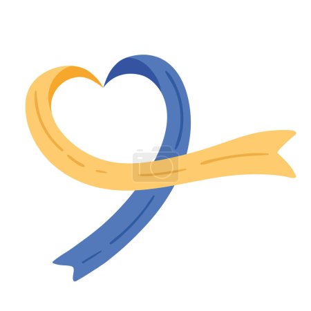Téléchargez les illustrations : Down syndrome heart ribbon icon - en licence libre de droit