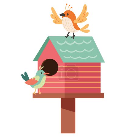Téléchargez les illustrations : Little birds in house icon - en licence libre de droit
