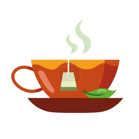 Téléchargez les illustrations : Hot tea drink in cup icon - en licence libre de droit