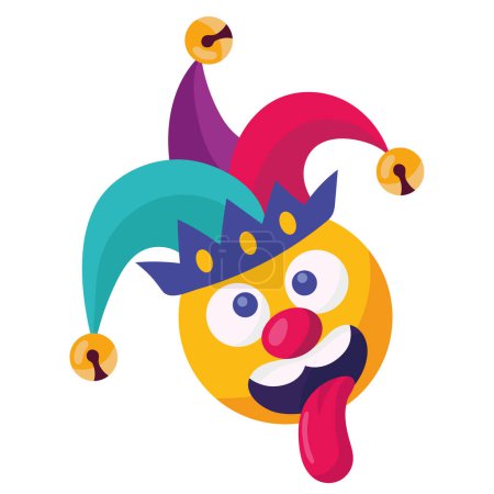 Illustration for Crazy joker emoticon face comic icon - Royalty Free Image