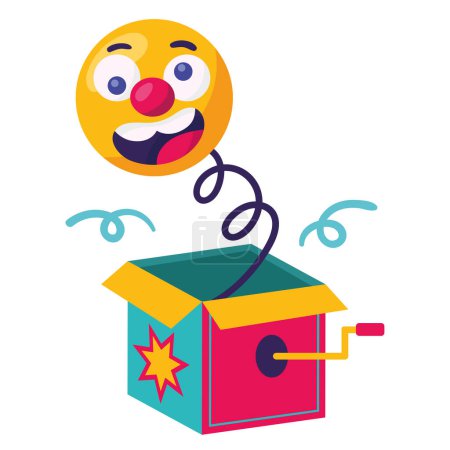 Illustration for Surprise box with emoji icon - Royalty Free Image