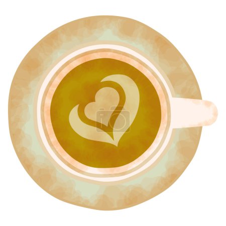 Ilustración de Coffee drink in cup airview icon - Imagen libre de derechos