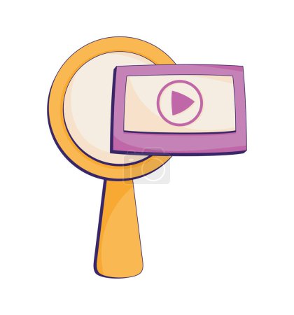 Téléchargez les illustrations : Play button with magnifying glass icon - en licence libre de droit