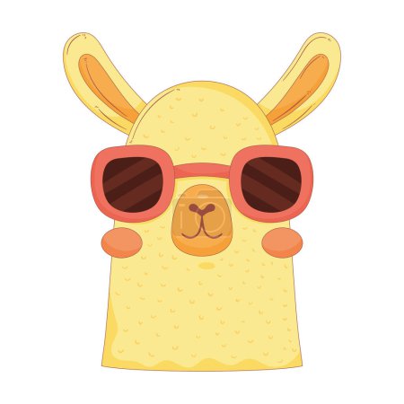 Téléchargez les illustrations : Llama perubian wearing sunglasses character - en licence libre de droit