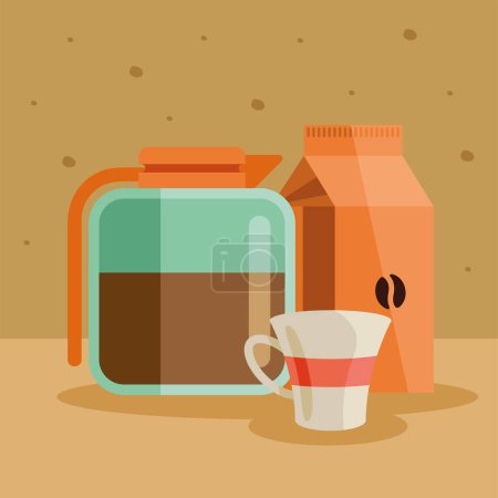 Ilustración de Coffee in bag and teapot icon - Imagen libre de derechos