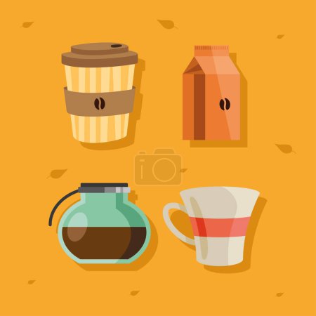 Illustration for Four coffee drink set icons - Royalty Free Image